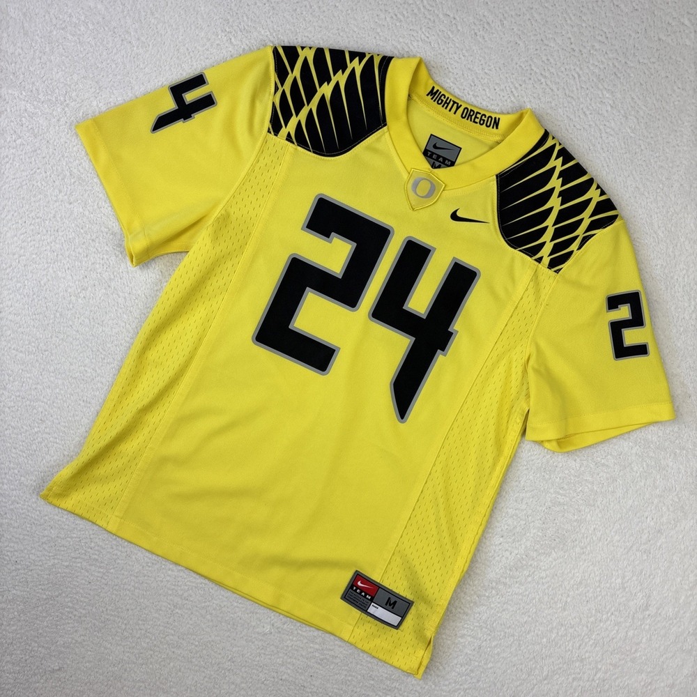 OREGON DUCKS x NIKE Youth Football Jersey Medium Yellow #24 Boys Kids EUC